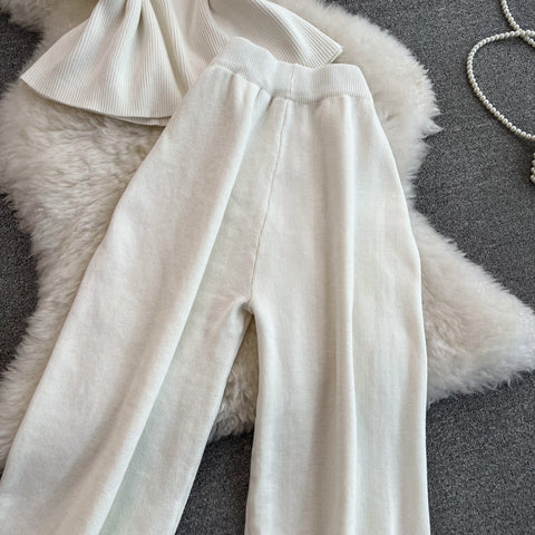 Sleeveless Knitwear&Wide-leg Trousers 2Pcs