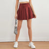 Simple Design PU Leather Pleated Skirt