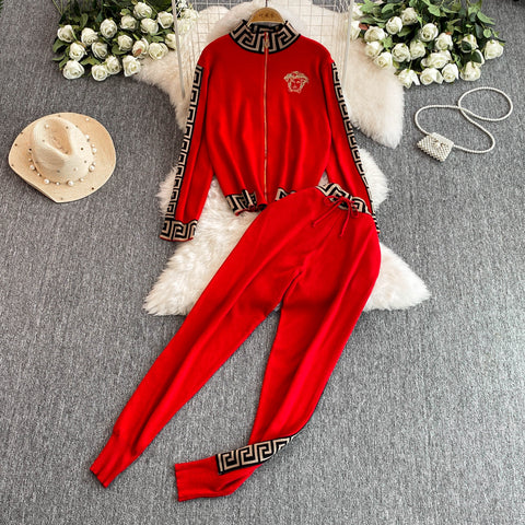 Zipped Cardigan&Trousers Jacquard 2Pcs