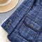 Premium Round Collar Tweed Blue Blazer