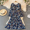 Elegant Round Collar Floral Chiffon Dress