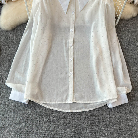 White Shirt&Hip-wrapping Skirt 2Pcs