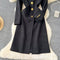 Vintage Lapeled Black Trench Coat