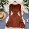 Solid Color Stripe Knitted Dress