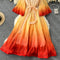Delicate Gradient Color V-neck Dress