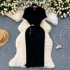 Niche Round Collar Black Knitted Dress