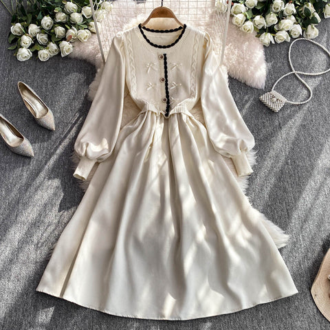 Faux Two-pieces Knitted Patchwork Dress