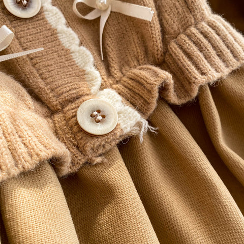 Faux Two-pieces Knitted Patchwork Dress