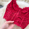 Lace Camisole&Mesh Dress Red 2Pcs