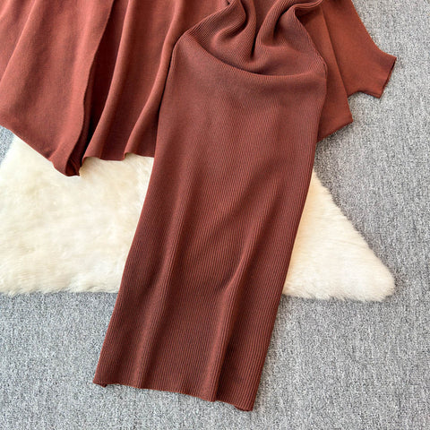 Knitted Shawl&Slip Dress 2Pcs