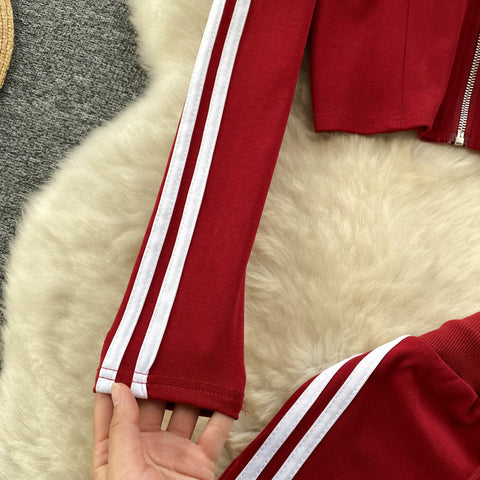 Zipped Jacket&Shorts Striped 2Pcs