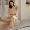 Sweater&Trousers Solid Color Knitted 2Pcs