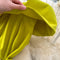 Folded Collar Pleated Mustard Green Dress