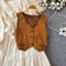 Vintage Vest&Lace-up Dress 2Pcs