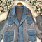 Faux Two-pieces Denim Patchwork Cardigan