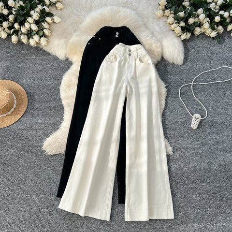 Korean Style High-waist Denim Trousers