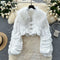 Furry Collar Pleated Zipped Jacket