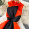 Color Blocking Large Bow Dress