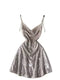 Chic Sequined Draped Slip Dress