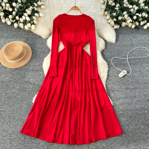 Sequin Beaded Floral V-neck Dress