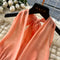 Orange Sleeveless Halter Chiffon Dress
