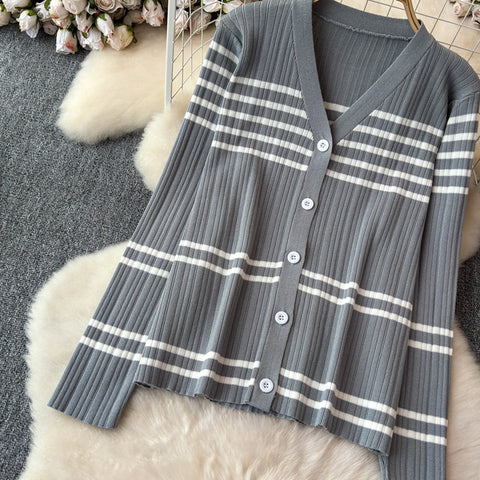 Camisole&Cardigan&Trousers Striped 3Pcs