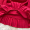 Solid Color Ruffled Knitted Dress