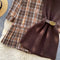 Knitted Vest & Plaid Shirt Dress 2Pcs