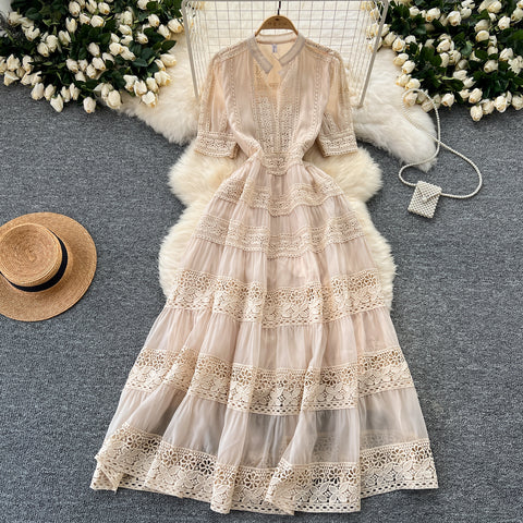 Courtly Elegant Lace Patchwork Dress