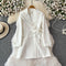 Beaded Bow-tie White Suit Dress