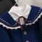 Uniform Style Knitted Patchwork Cardigan