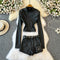 Black Jacket&Buckled Shorts 2Pcs