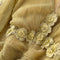 V-neck 3D Floral Ruffled Gold Dress