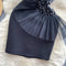 High-end Ruffled Mesh Patchwork Black Dress