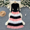 Niche Knitted Patchwork Cake Dress