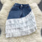 Vest&Skirt Lace Patchwork Denim 2Pcs