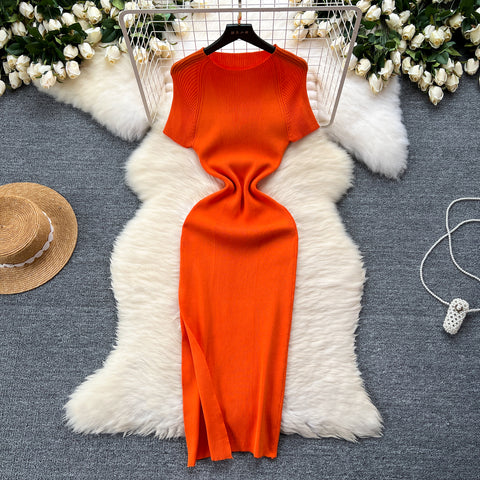 High-end Stretchy Split Knitted Dress