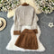 Tweed Cardigan&Pleated Skirt 2Pcs