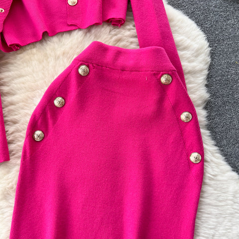 Cardigan&Vest&Hip-wrapping Skirt 3Pcs