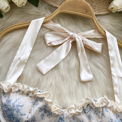 Courtly Floral Printed Halter Lingerie