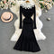 Niche Doll Collar Knitted Black Dress