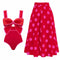 Bowtie&Dots Chiffon Beach Skirt Set Swimsuit