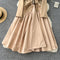 Suit Collar V-neck Pleated Dress