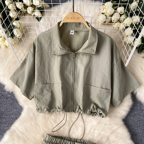 Chic Shirt&Skirt Drawstring 2Pcs