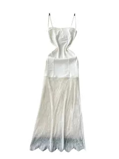 Elegant Patchwork White Slip Dress