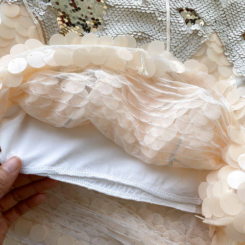 Glossy Sequined Patchwork Party Skirt