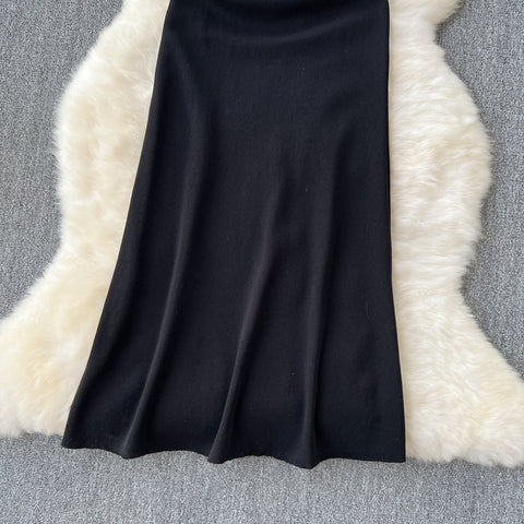 3d Floral Neckline Black Slip Dress