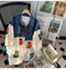 Oversized Denim Patchwork Zipped Cardigan