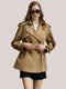 Lapeled Double-breasted Khaki Trench Coat