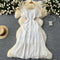 Solid Color Puffy Sleeve Ruffled Dress